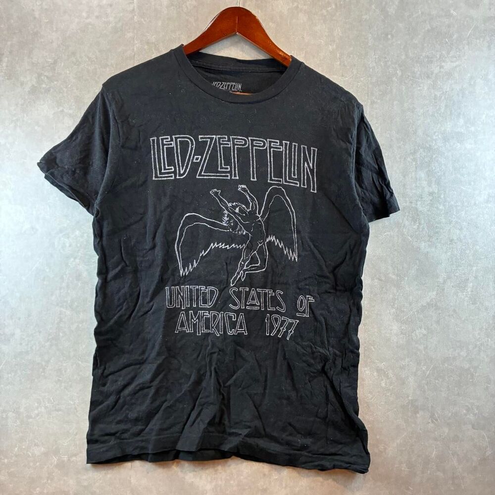 Led-zeppelin Men's Black and Grey T-shirt